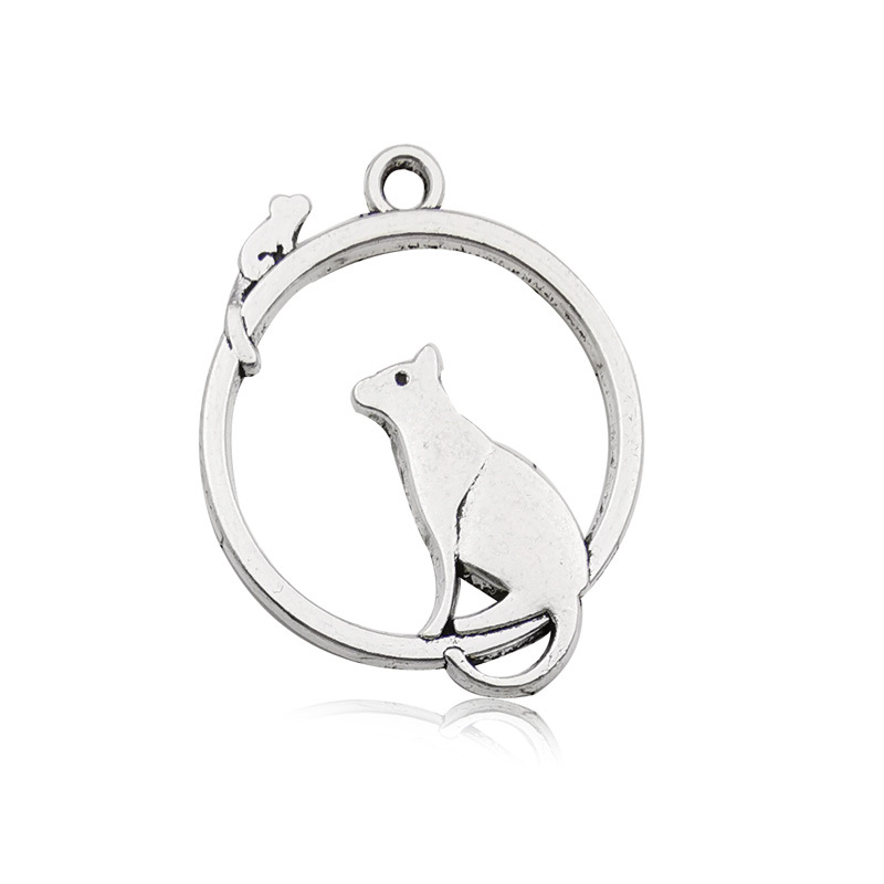 Ventas directas de fábrica 1 gato serie Xizanga plata accesorios pulsera accesorios colgante DIY accesorios animales antiguos accesorios de plata gato