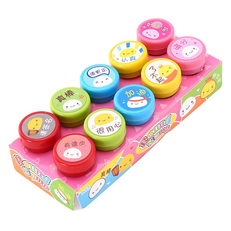 10 Día del niño juguete sello traje papelería dibujos animados lindo pequeño dinosaurio animal kindergarten recompensa sello atómico