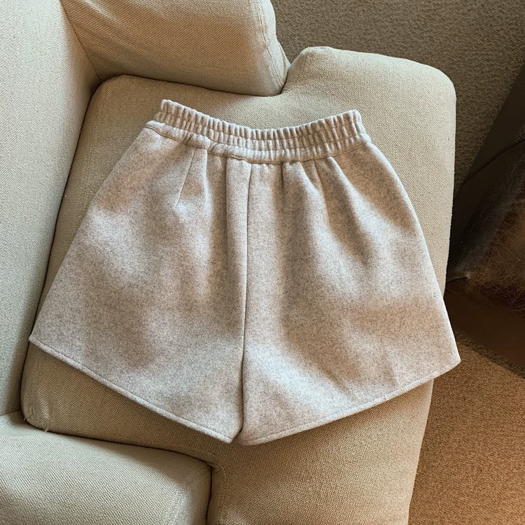 Демисезонные solid woolen шорты, ботинки для отдыха, брюки, высокая талия, свободный прямой крой