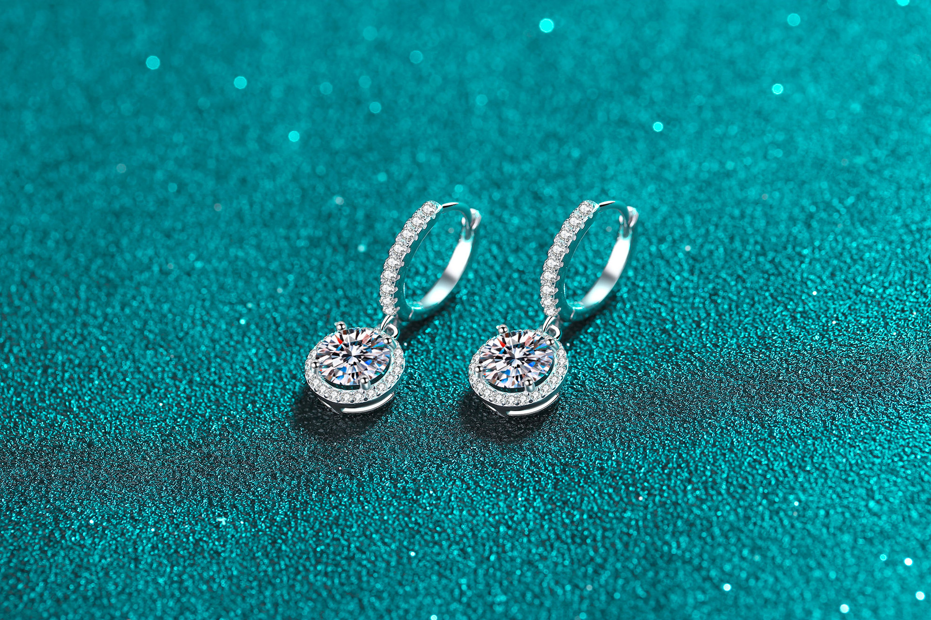 Drop Earrings Classification 1 Pair Quantity 1 Pair 925 Sterling Silver Moissanite Zircon Round Drop Earrings