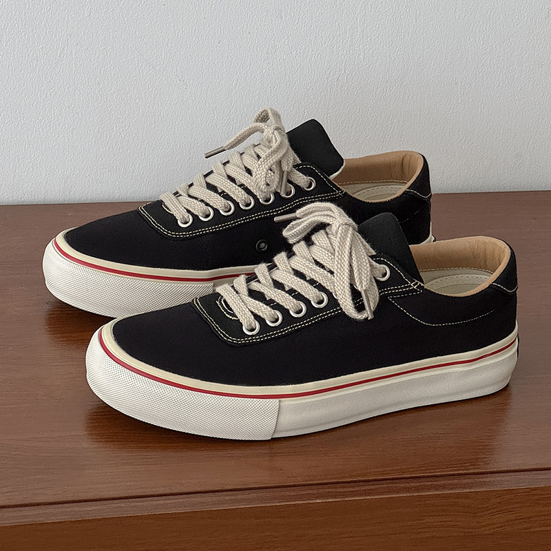Thick-Soled Breathable Canvas Shoes Height-Increasing 2025 New Men's Low-Top Trendy Sneakers Japanese and Korean Style Vulcanized Shoes 2512