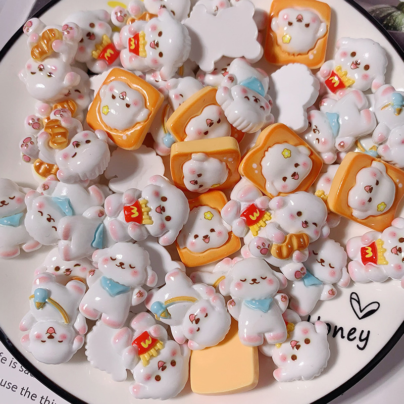 Niños interesantes papas fritas perros hechos a mano DIY adornos congeladores pegamento de crema accesorios accesorios de resina accesorios accesorios materiales de joyería al por mayor