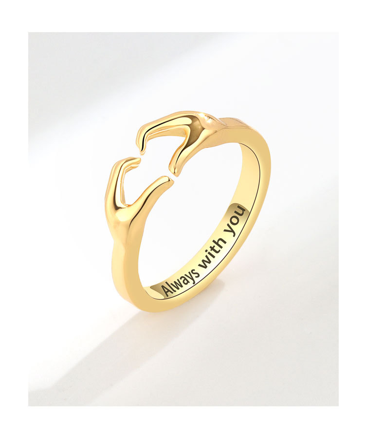 Women's Gender Wholesale Simple Style Letter Gesture Heart Shape Copper Plating Open Rings