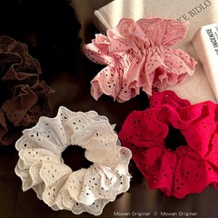 趙露思同款花邊大腸發圈女2024新款扎頭繩髮飾春夏橡皮筋發繩頭飾