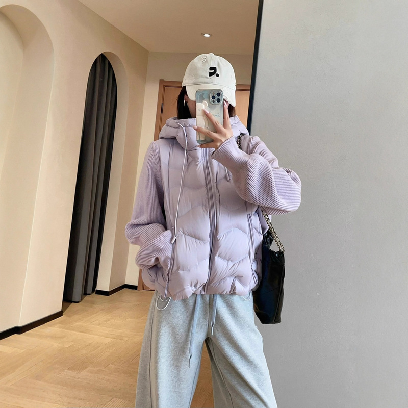 90 White Duck down Fluffy Warm Age-Reducing Knitted Patchwork Faux Two-Piece Short Light down Jacket 2025 Winter G102106