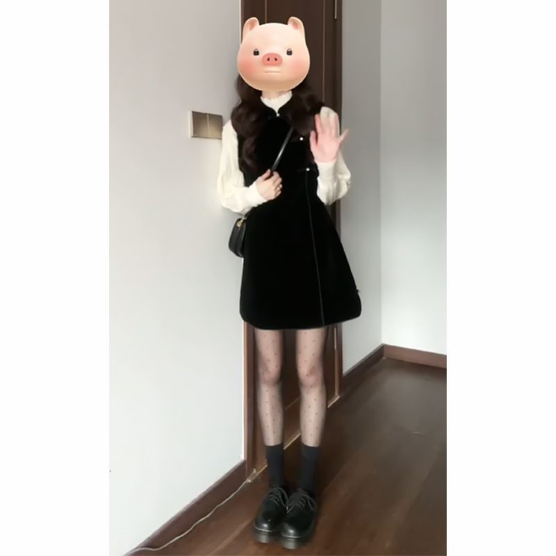 秋装搭配一整套富家千金风连衣裙韩剧穿搭小香miu系两件套装裙子|undefined