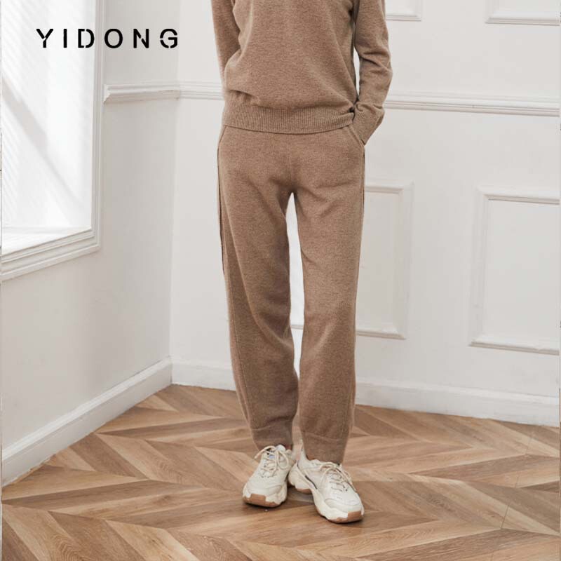 New Winter and Autumn Korean and Japanese Casual Solid Color Cashmere Cuffed Women's Pants with High Waist and Straight-Leg Korean Style Sweatpants New Winter and Autumn Korean and Japanese Casual Solid Color Cashmere Cuffed Women's Pants with High Waist and Straight-Leg Korean Style Sweatpants