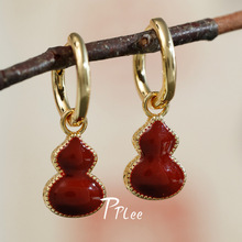 杨紫同款天然白贝母葫芦耳环高级感小众设计贵气精致显白百搭耳饰