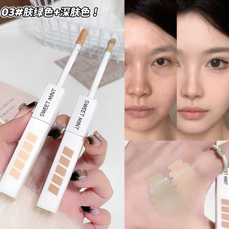 Sweet Mint Double Head Concealer Liquor para limpiar la cara y brillar la suavidad facial. Aplicación natural a la piel. Liquor de brillo humectante.