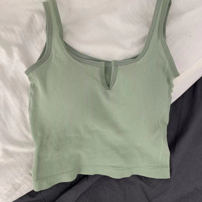 그린 - 가슴 패드 포함 - 싱글 탑