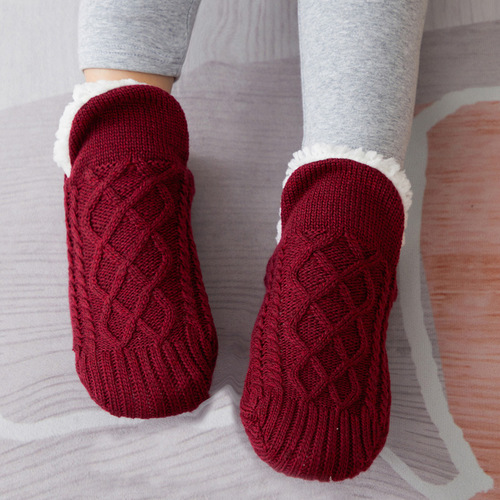 Children's Floor Socks with Fleece and Thickening Winter Warm Autumn and Winter Girls' Baby Anti-Slip Boys' Coral Fleece Indoor Socks