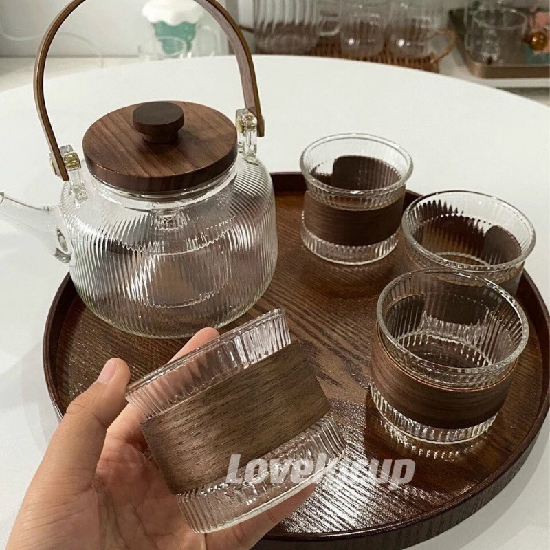 家用耐高温玻璃茶壶花茶壶提梁壶带托盘煮茶水壶泡茶壶煮茶器套装