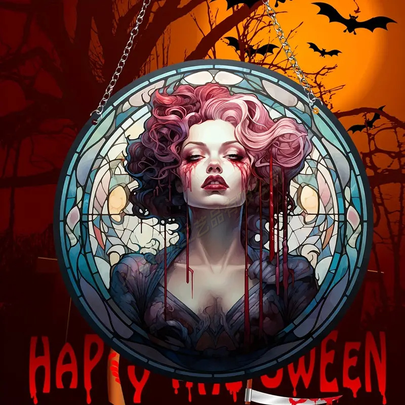 Transfronterizo serie de Halloween acrílico captador de sol artesanía decoración creativa colgante acrílico disco