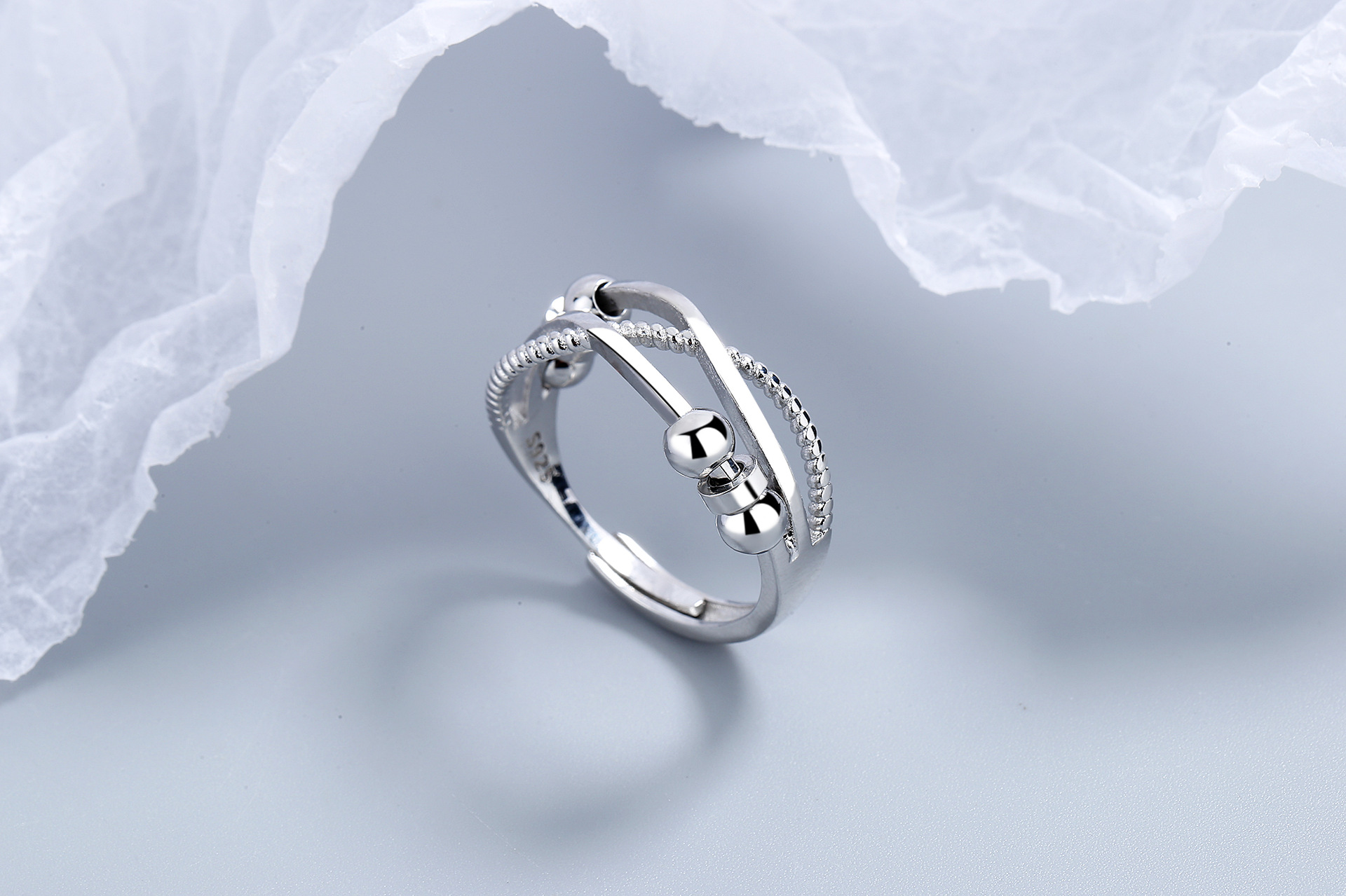 Solid Color Solid Color Copper Beaded Plating Open Ring 1 Piece