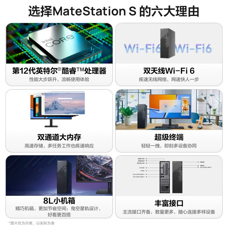 华为 Desktop Matestation S Computer Host Core 12th Generation Business Office Game Official Flagship