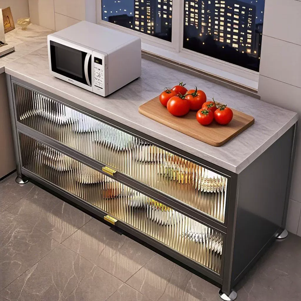 尔沫岩板厨房置物架落地多层家用多功能收纳柜子锅碗餐边储物橱柜