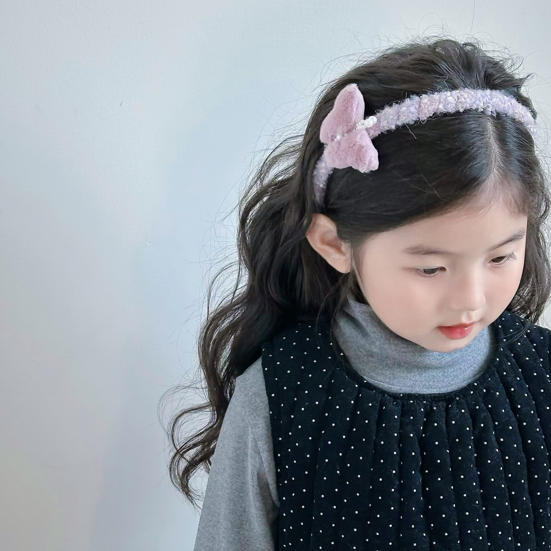 Cute plush children's headband with butterfly