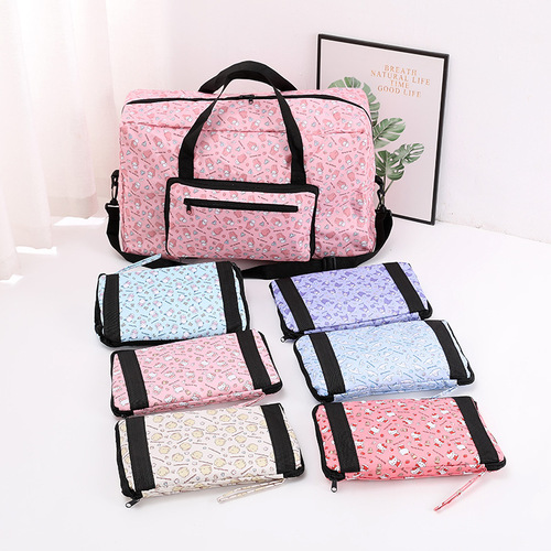 Cartoon portable waterproof folding waterproof travel bag luggage storage bag cartoon folding bag can be placed on the luggage rack