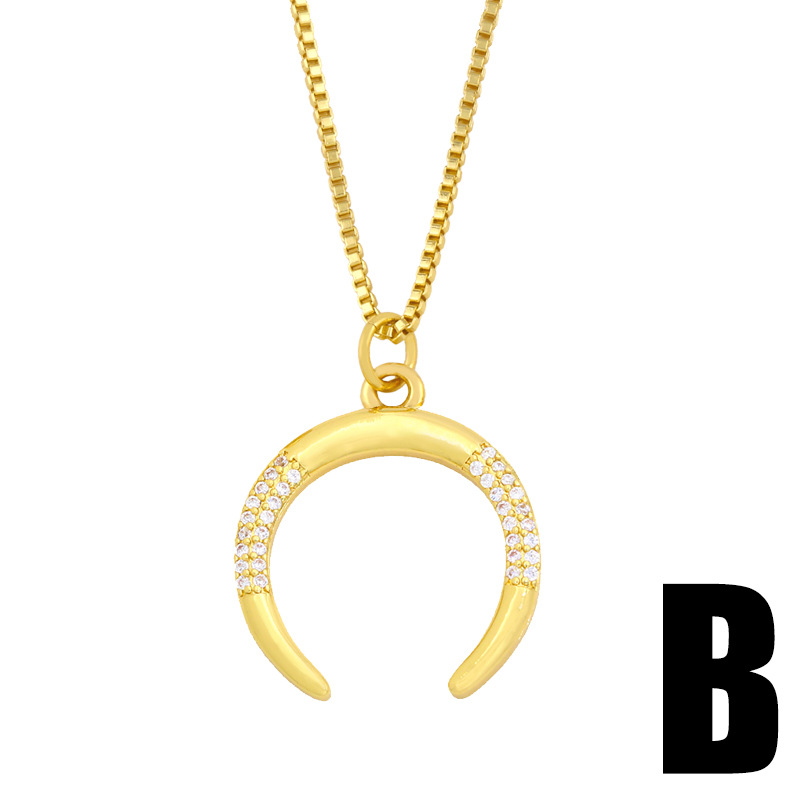 Wholesale Jewelry Fashion Crescent Inlaid Zircon Pendant Necklace Nihaojewelry display picture 4