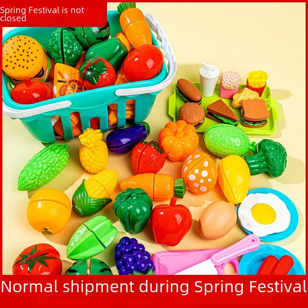 Fruit-cutting Toys Che Che Le Girl Simulation Vegetable Cake Basket Children's Play Kitchen Toy suit