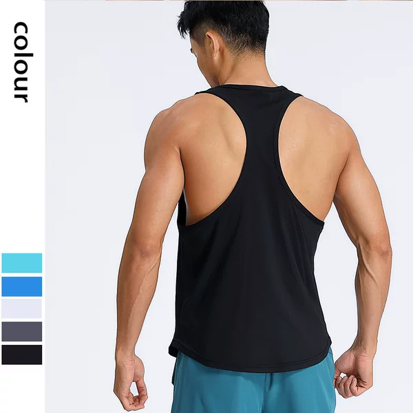 Men's Fitness Vest Sports T-Shirt Fitness Clothing Training Sleeveless Sweat-Wicking Breathable Quick-Drying Tank Top for Men