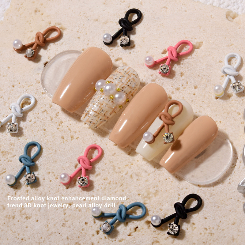 Japanese matte jewelry pearl for manicure with bow