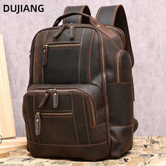 欧米の新型の狂馬の皮の15.6インチのリュックサックの男性の大容量のリュックサックの復古の本革のリュックサックの男性のカバン