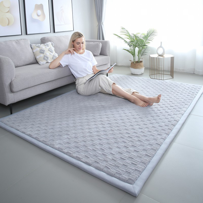 Alfombra de color sólido para sala de estar, alfombra para dormitorio, alfombra tatami gruesa, alfombra de fácil cuidado para sofá y mesa de centro.