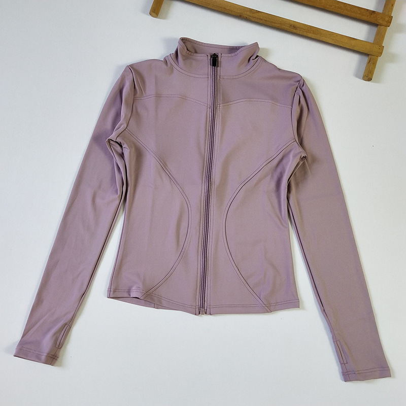 Chaqueta de yoga delgada con cuello alto con cremallera, protección solar delgada, ciclismo al aire libre, ropa deportiva, ropa de gimnasia, top de carrera de secado rápido