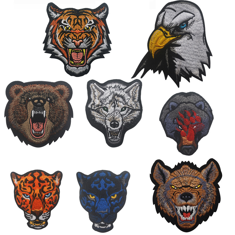 Jianrui Cross-Border Quality Embroidery Velcro Patches Animal Series DIY Arm Badge Eagle Morale Patch Self-Adhesive
