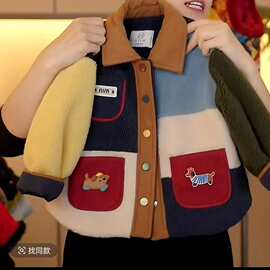 男童加绒外套秋冬2024新款宝宝冬装儿童加厚棉服毛毛衣洋气