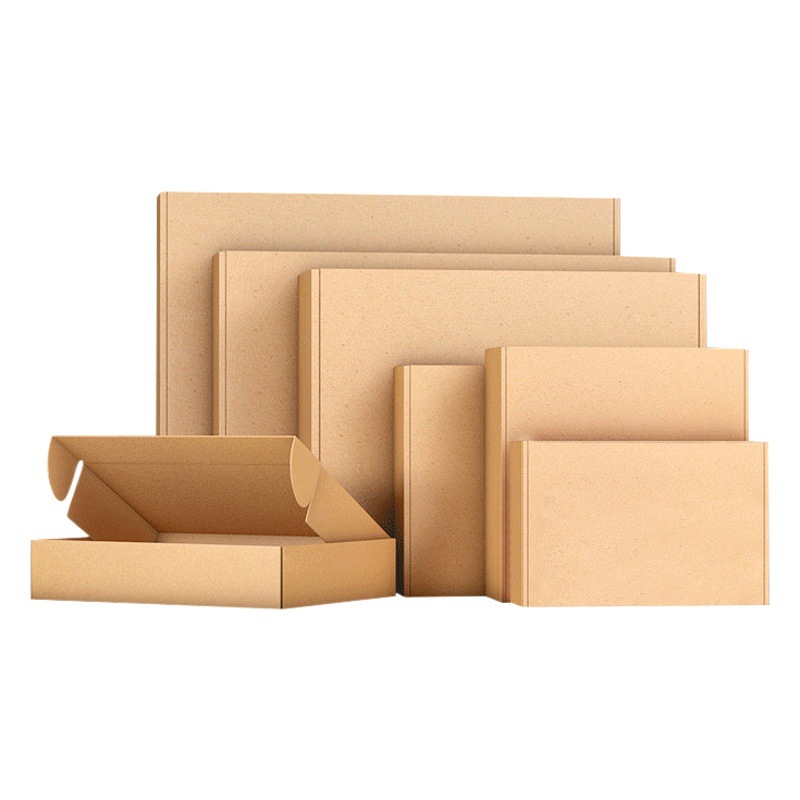 Caja de cartón plana al por mayor ropa interior caja de embalaje extra dura expreso comercio electrónico caja de embalaje de piel de vaca blanca pura