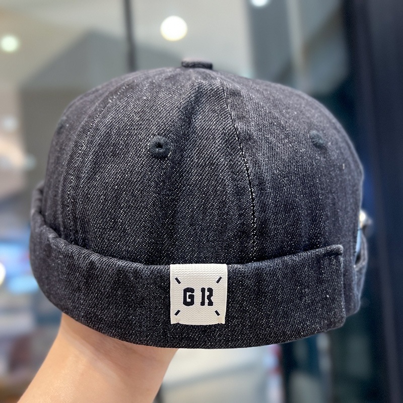 Docker Hat Brimless Denim Cap For Men And Women Korean Style_voghion.com