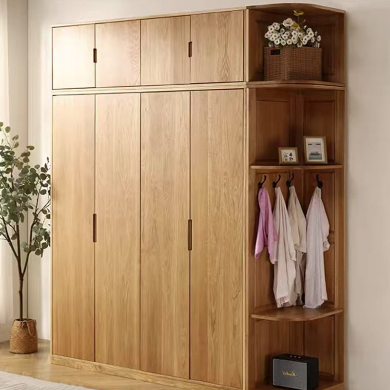 衣柜家用卧室白橡木实木衣柜双门现代简约组装衣帽间实木橱柜厂家