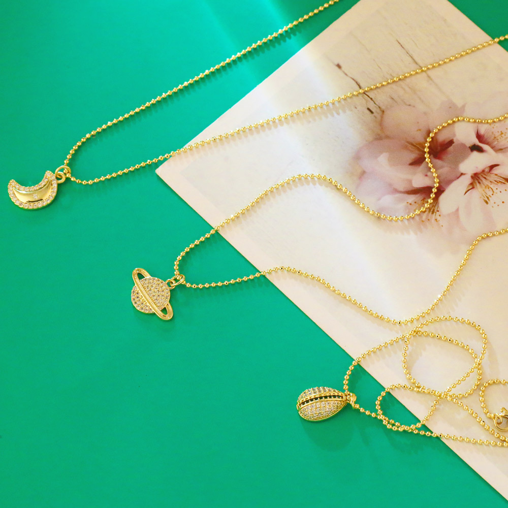 new clavicle chain diamond earth planet moon necklace