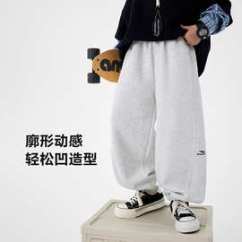 男童冬季韩版束脚加绒加厚运动卫裤2025新款学生儿童秋冬宽松裤子