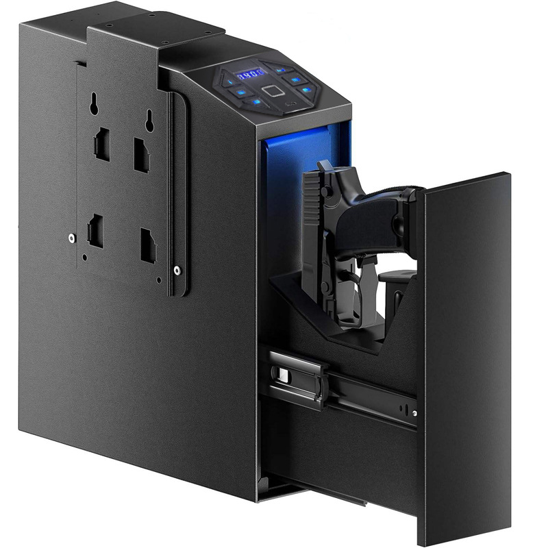 新品亚马逊枪盒家用手枪保险箱指蓝光静音指纹密码适用床头柜衣柜