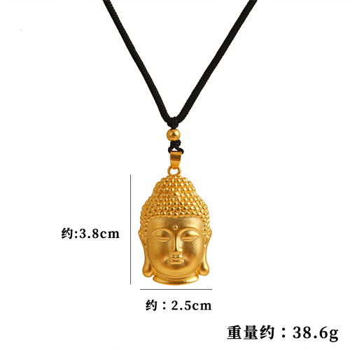 Sand gold ethnic style Buddha head necklace, versatile imitation gold Buddha ball chain, copper ornaments, sand gold pendant accessories, new product
