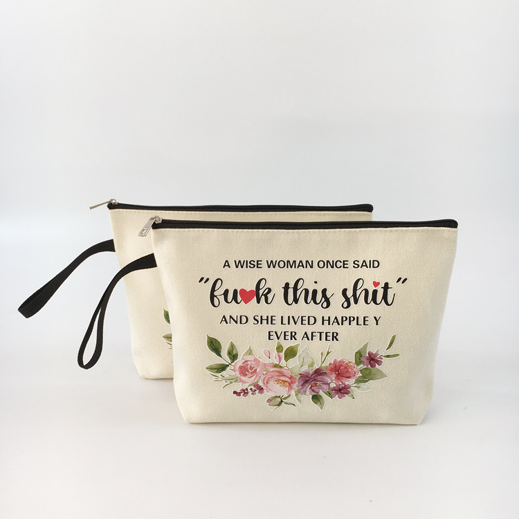 跨境亚马逊棉麻化妆包手提拉链包便携化妆品饰品收纳袋