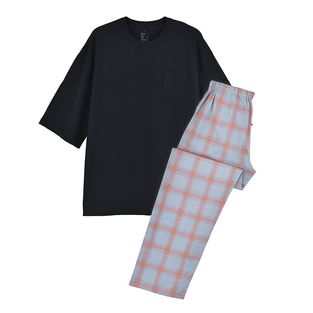 Unbranded Short Sleeve Homecoming Set Good Quality Tianzhu Cotton Woven Pajamas for Men and Women Pure Cotton Double Layer Fabric Long Pants