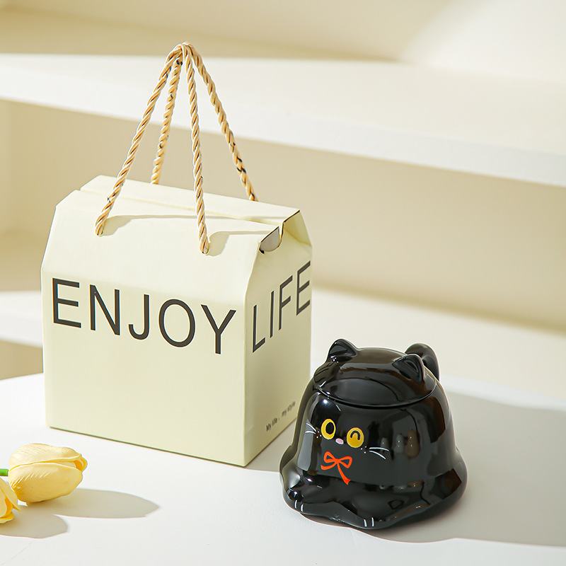 Tazas de dibujos animados de alto valor, tazas de cerámica, tazas de gato Siamese, lindas tazas de agua, regalos de cumpleaños creativos para niños y niñas