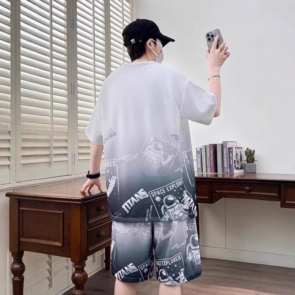 Men's trend summer travel sports breathable set for leisure
