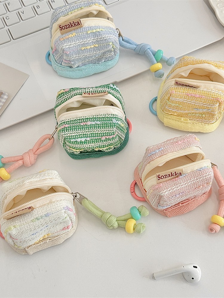 Funda de tela para auriculares Bluetooth, estuche protector portátil