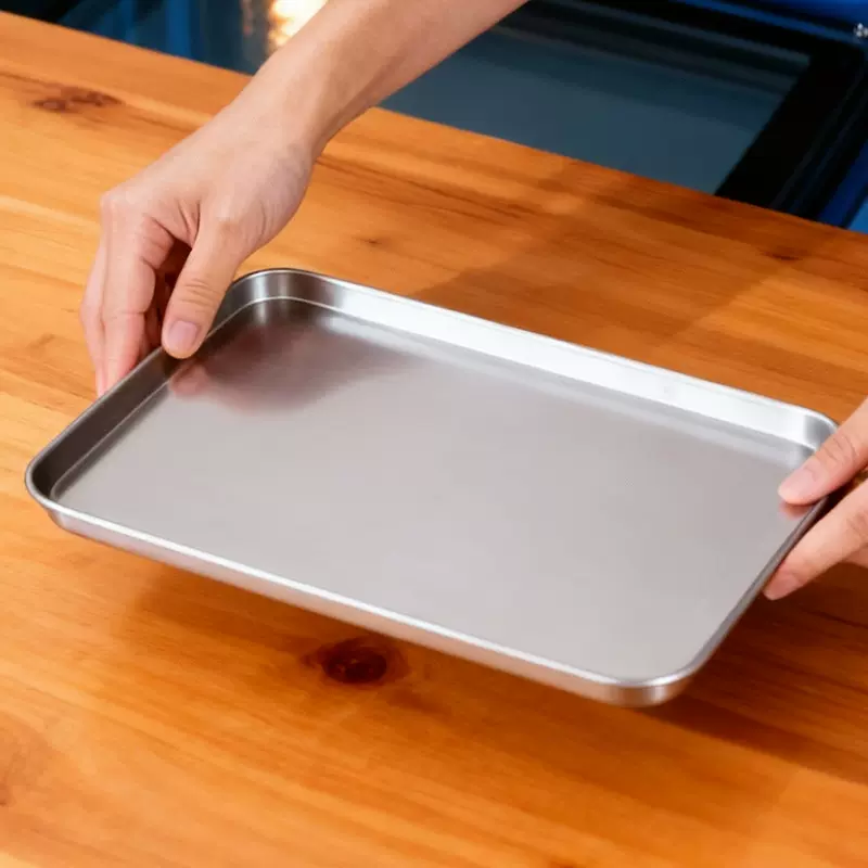 商用肠粉蒸盘不锈钢凉皮盘日式卷边方盘烘焙托盘平底菜盘长方形盘