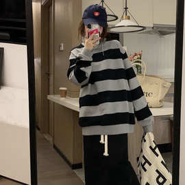 【官方图】#2023秋季薄款长袖条纹上衣卫衣 75%聚酯纤维 25%棉