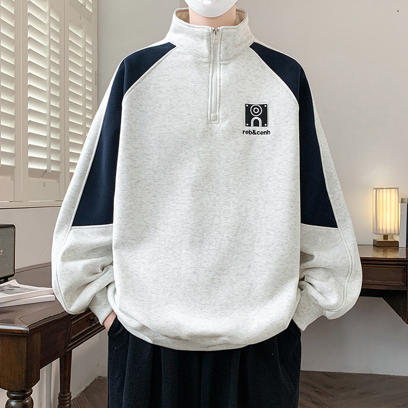 Spring and autumn sports half-high collar sweatshirt for men, teenagers, and middle and high school students, cool and stylish stand-up collar zip-up jacket Spring and autumn sports half-high collar sweatshirt for men, teenagers, and middle and high school students, cool and stylish stand-up collar zip-up jacket