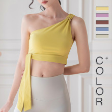 新款高弹健身瑜伽服单肩运动文胸背心女美背短款上衣瑜伽服女夏