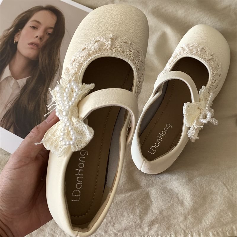 Retro Versatile French-Style Shallow-Mouthed Chunky Heel Single Shoes for Women, 2025 Summer Style, Bow-Knot Soft-Soled Mary Jane Shoes