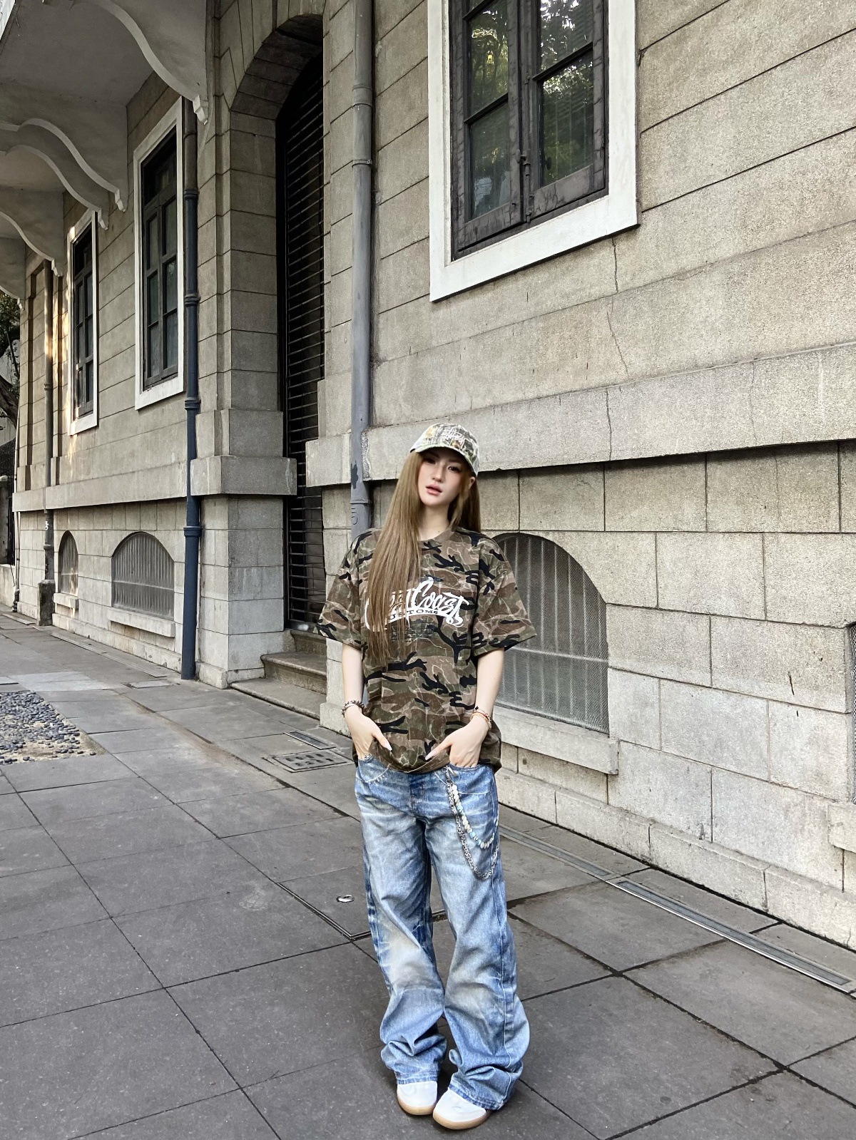 Vintage American Style 3D Printed Striped Cat Whisker Loose Straight Leg Jeans For Men And Women​​_viptrois.com