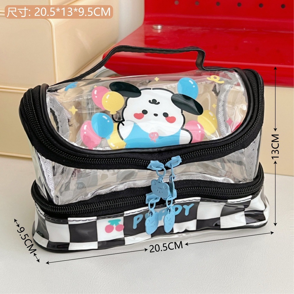 Tengyi original bolsas de papelería transparentes de dibujos animados bolsas de bolsillo de estudiantes de gran capacidad de alto valor de belleza bolsas de almacenamiento de cosméticos para jóvenes